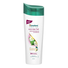 Anti-hair fall shampoo bottle with green cap and white label