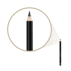 Ebony eyebrow pencil with cap, shown in a close-up inset