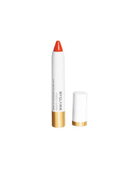 Matte lip crayon lipstick with cap, orange-red Soleil shade and white barrel