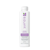 Biolage Hydrasource detangling solution bottle, white with purple label and pump cap