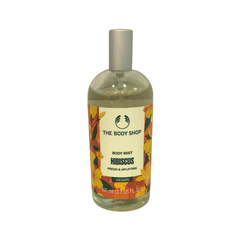 The Body Shop hibiscus body mist bottle, 100 ml, clear glass with label