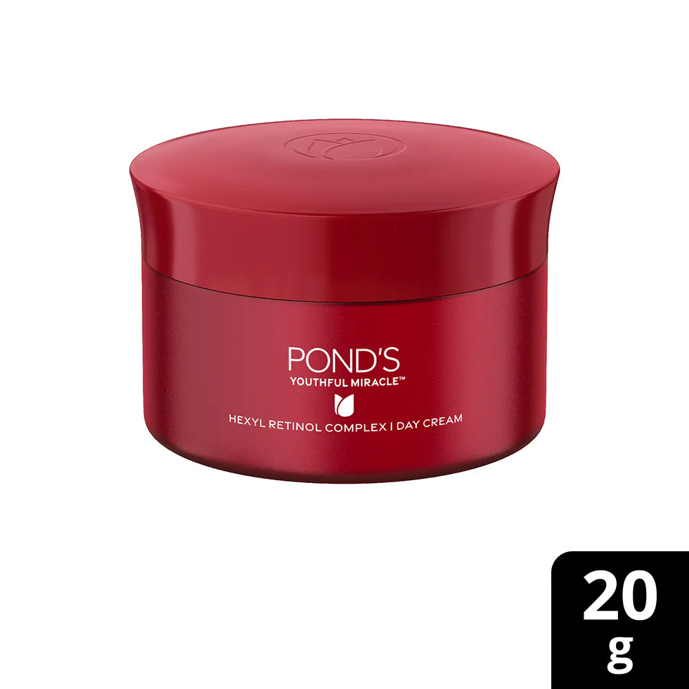 Red day cream jar with POND'S label, round container