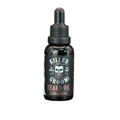 Killer Groom beard oil bottle with dropper, sandalwood scent, 30 g