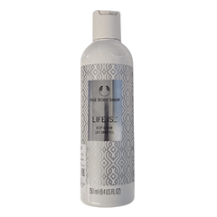 The Body Shop Life Is body lotion bottle, 250 ml, pump cap, patterned label