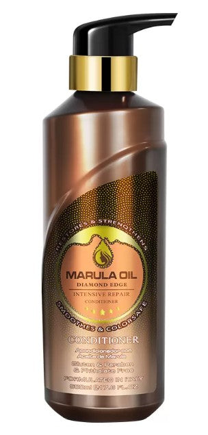 Marula Oil Conditioner bottle, 500 ml, brown bottle with gold pump and label