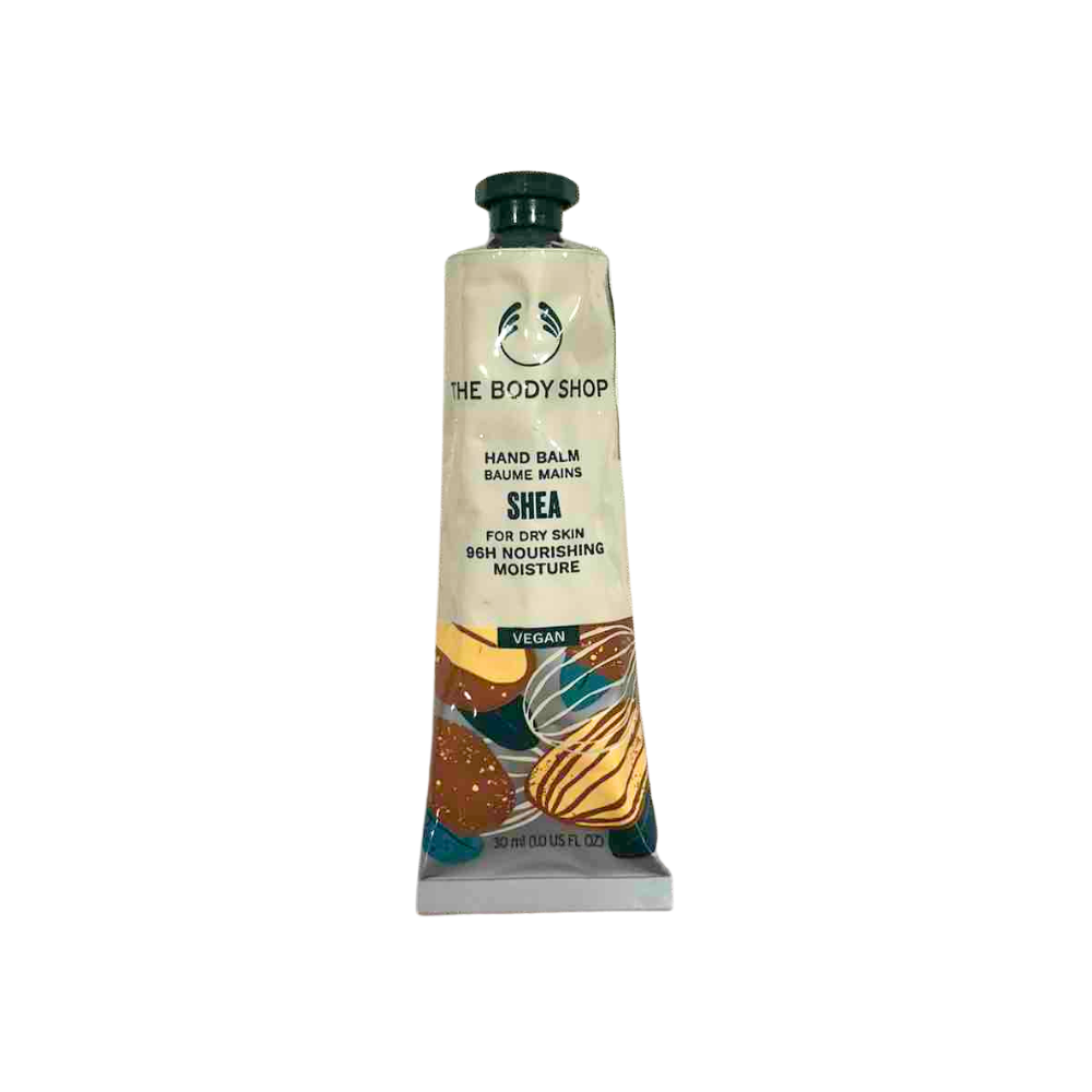 Hand balm pouch with green cap, beige label