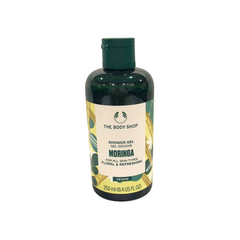 The Body Shop Moringa shower gel, dark green bottle and cap, 250 ml