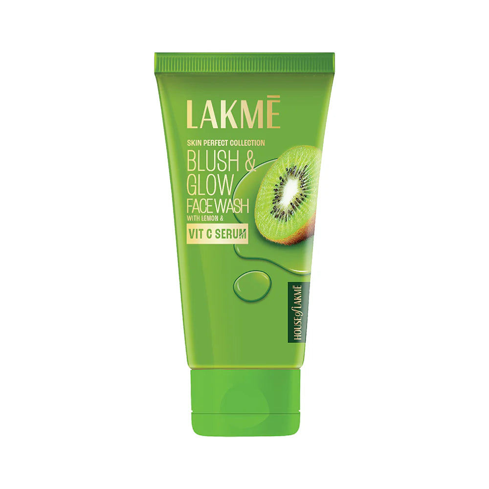 Kiwi gel face wash tube, green with LAKMÈ Blush & Glow label