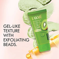 Kiwi gel face wash tube with green gel smear and exfoliating beads look