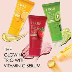 Glowing face wash trio tubes in yellow, red, and green