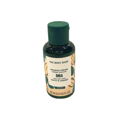 The Body Shop shea shower cream bottle, 60 ml, dark green cap