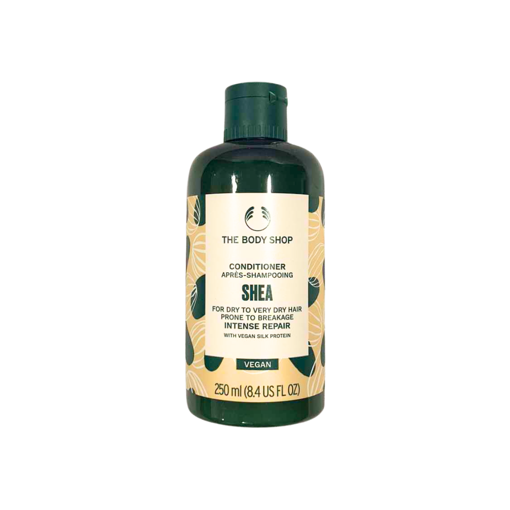 The Body Shop Shea Intense Repair Conditioner bottle, 250 ml, green with pump cap