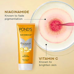 Pond's detan facewash tube, yellow with white label and gold accent