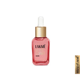 Lakme glycolic face serum bottle with white dropper, gold collar, red liquid