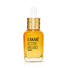Lakme Vitamin C Brilliance serum bottle with gold cap and amber liquid, 30ml
