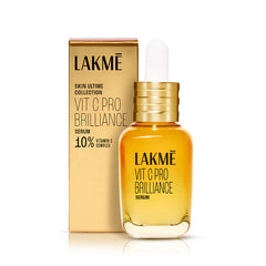 Lakme Vitamin C Brilliance serum bottle with gold cap beside carton box