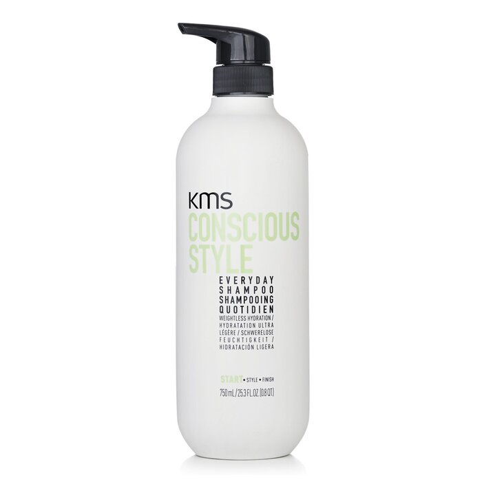 KMS Conscious Style everyday shampoo bottle, 750 ml, white with black pump