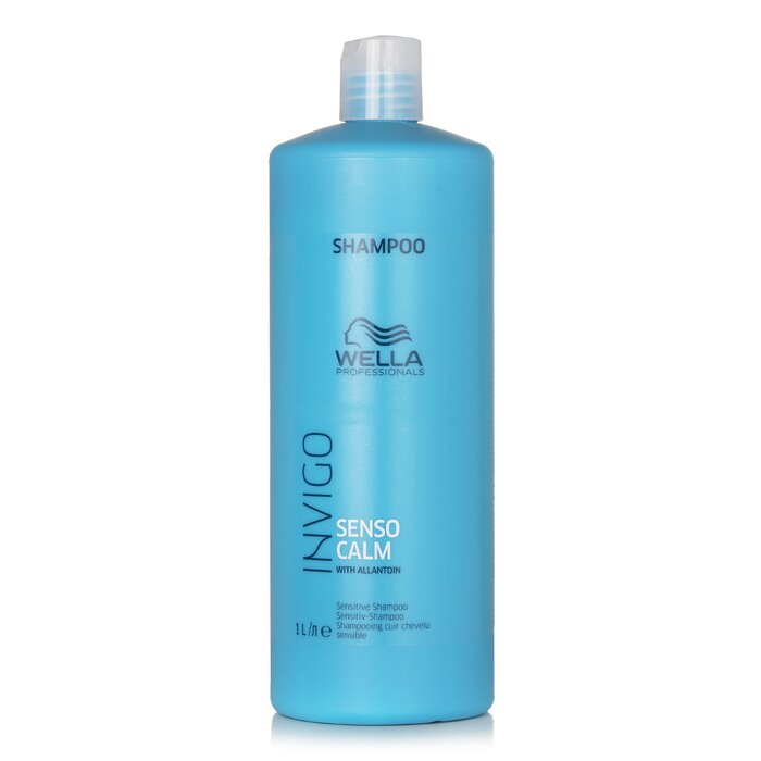 Wella Invigo Senso Calm shampoo bottle, blue 1L with nozzle cap