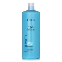Wella Invigo Senso Calm shampoo bottle, blue 1L with nozzle cap
