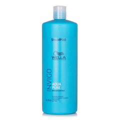 Wella Invigo Aqua Pure purifying shampoo bottle, 1L, blue