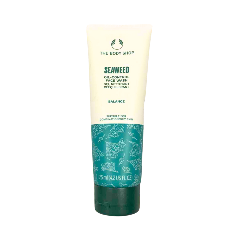 Seaweed oil-control face wash, teal and cream squeeze tube, 125 ml