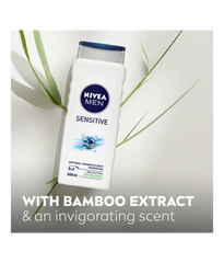 NIVEA MEN Sensitive shower gel, with bamboo extract, 500ml, white bottle blue cap