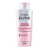 L'Oreal Paris Elvive Glycolic Gloss sulfate-free shampoo bottle, 200 ml, pink cap