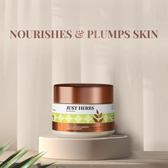 Ultra moisturising herbal cream jar with brown lid and green patterned label