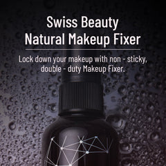 Makeup fixer spray bottle close-up with Natural Makeup Fixer branding