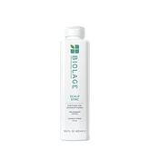 Biolage Scalp Sync anti-dandruff shampoo bottle, white plastic with pump cap