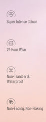 Gel kajal feature icons: 24 hour wear, non-transfer & waterproof, non-fading