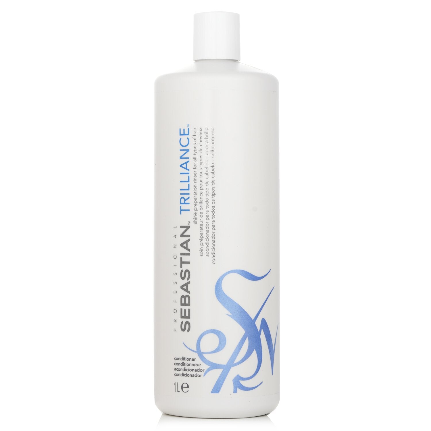 Sebastian Trilliance conditioner bottle, 1 L, white plastic with white cap