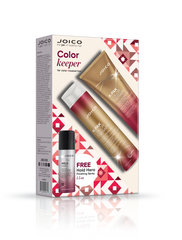 Hair care holiday duo set with color keeper shampoo, conditioner, and hold hero mini