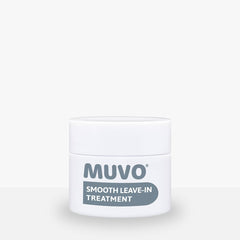 Muvo Smooth leave-in treatment jar, white plastic, screw-top lid