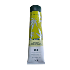 Hemp foot protector tube with green cap, botanical leaf graphics, 100 ml