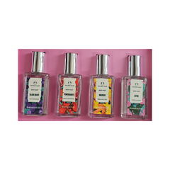 The Body Shop body mist set with four clear bottles and silver caps
