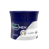 Men hair cream tub, navy blue with white stripes and Parachute Men branding