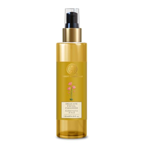 Delicate facial cleanser bottle with gold pump, amber glass, 130 ml