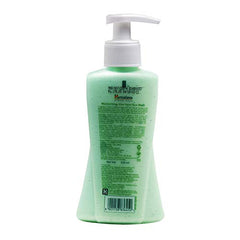 Green aloe vera face wash bottle with white pump, back label, 200 ml