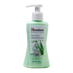 Green aloe vera face wash bottle with white pump, 200 ml, front label