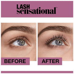 Before-and-after eye lashes panel for Lash Sensational mascara.