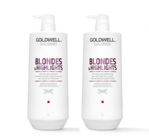 Goldwell Dualsenses Blondes and Highlights 1 Litre Shampoo and Conditioner Bundle - Kess Hair and Beauty