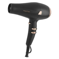 Black hair dryer with multiple heat settings and concentrator nozzle