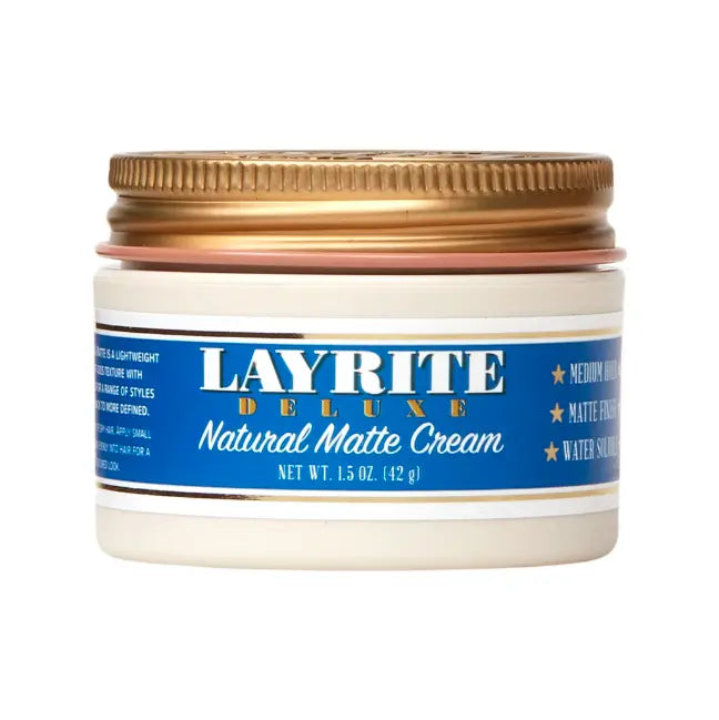 Matte hair cream jar with cream label and brown gold screw-top lid