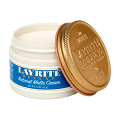 Matte hair cream jar with open gold lid and cream product base