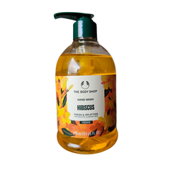 The Body Shop Hibiscus hand wash bottle with pump, 275 ml, amber liquid