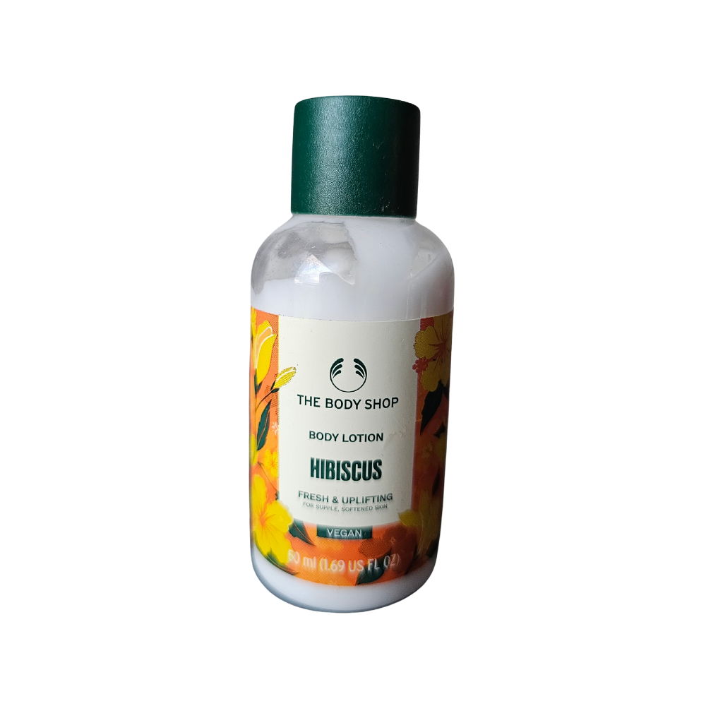 The Body Shop Hibiscus body lotion bottle, 50 ml, green cap