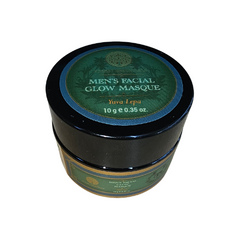 Forest Essentials facial glow masque jar with black lid and green front label