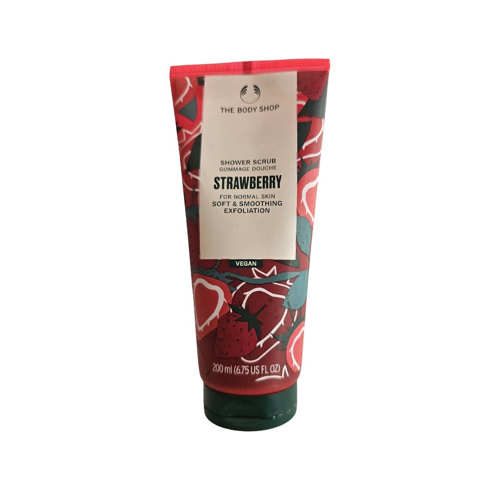 The Body Shop strawberry shower scrub, 200 ml tube