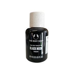 The Body Shop Black Musk eau de toilette bottle, black with white cap, 60 ml